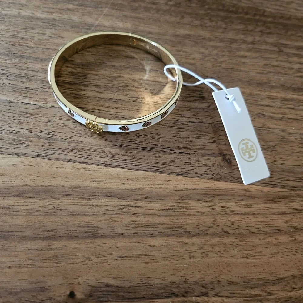 Tory Burch Kira Enameled Strawberry Bangle Bracelet. Rare Preppy  Whimsica Fun
